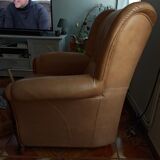 Cherry and leather armchair
