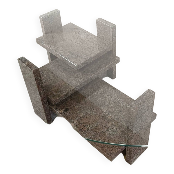 Table basse vintage en granit par Willy Ballez, 1970