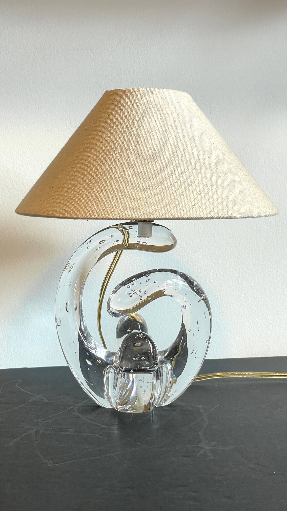 Lampe cristal art déco gravée Paris France