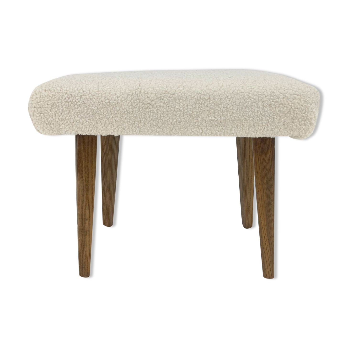 Mid-century Stool in Sheep Skin Fabric, 1970's