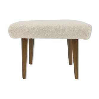 Tabouret du milieu du siècle en tissu de peau de mouton, années 1970