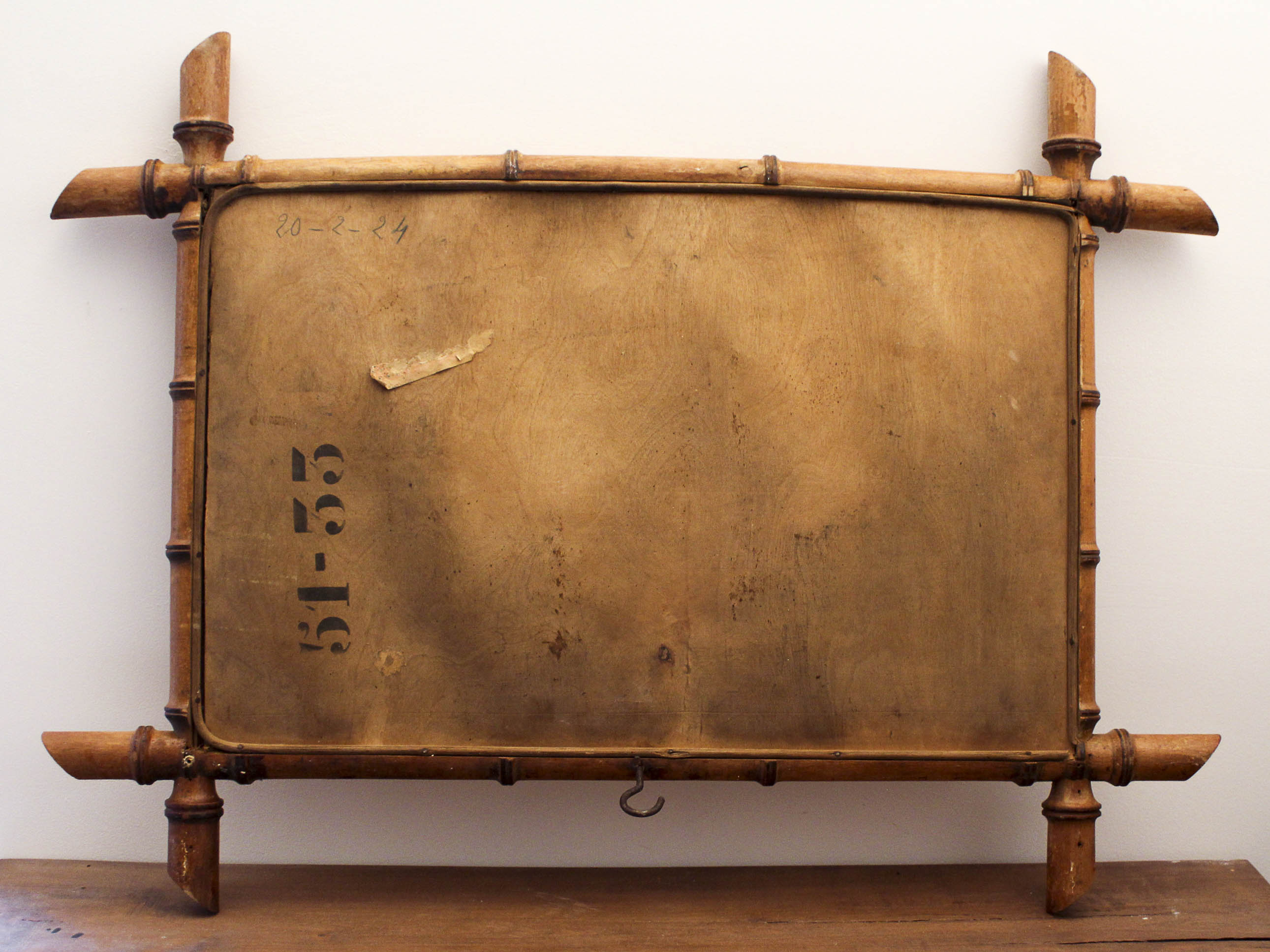Miroir bois imitation bambou années 20, 70x52 cm