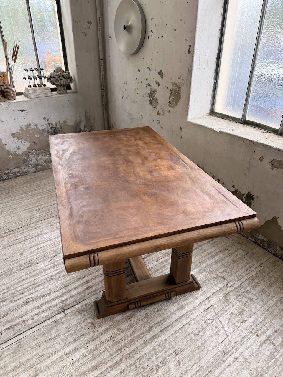Table de repas chêne 1940 Dudouyt 240cm
