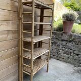 Foldable vintage bamboo bookcase