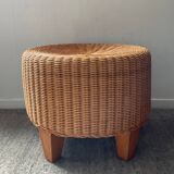 Vintage wicker pouf