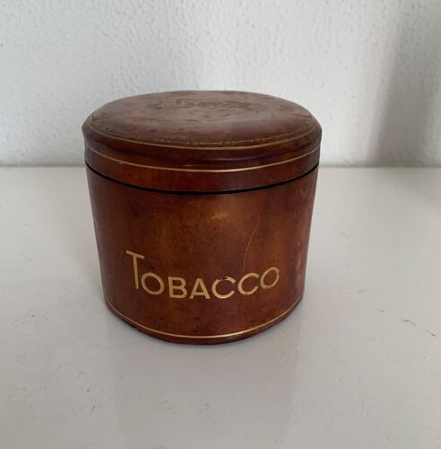 Porte-cigarettes vintage 1960 cuir céramique Italie - 9 x 10 cm
