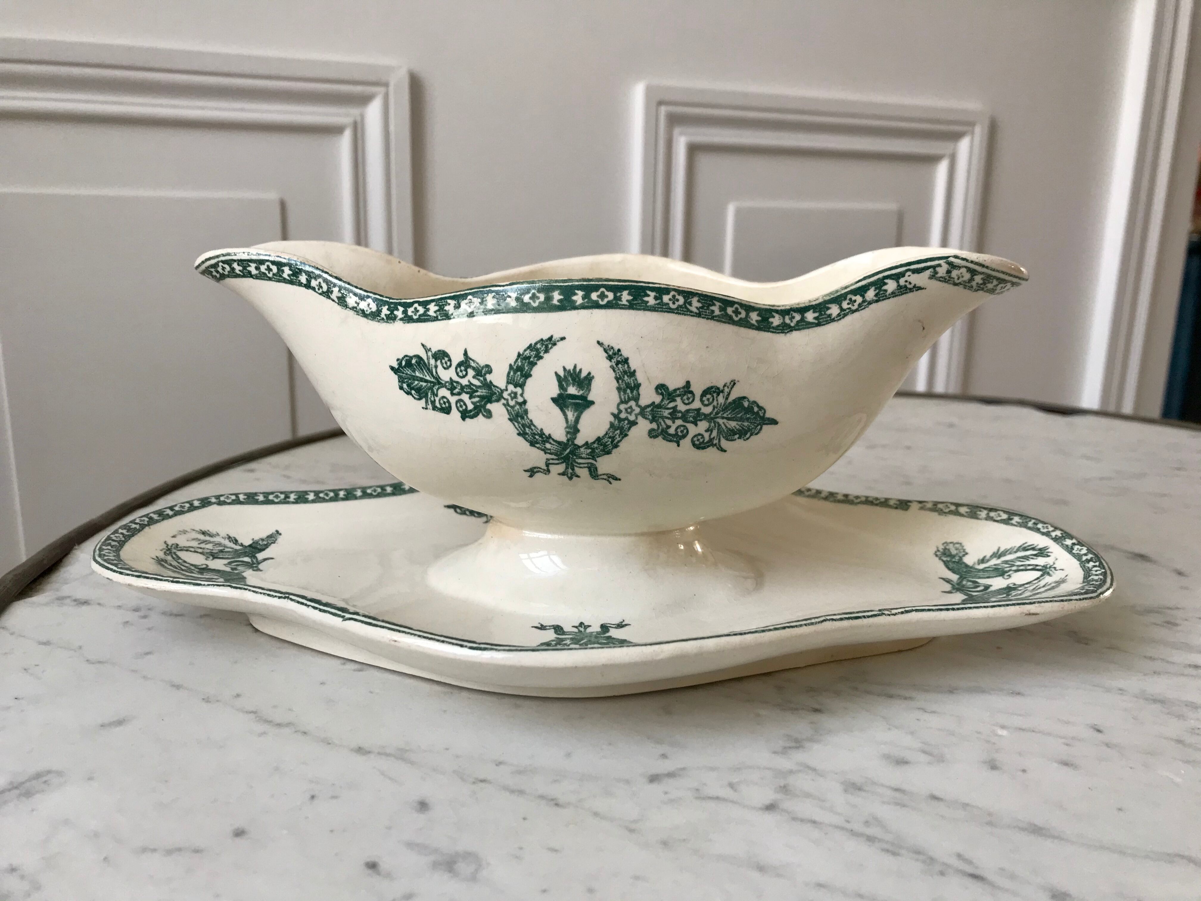 Saucière Terre de Fer Givors model "Wagram" late nineteenth