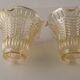 Matching Pair of Vintage French Amber Patterned Glass Shades 5594