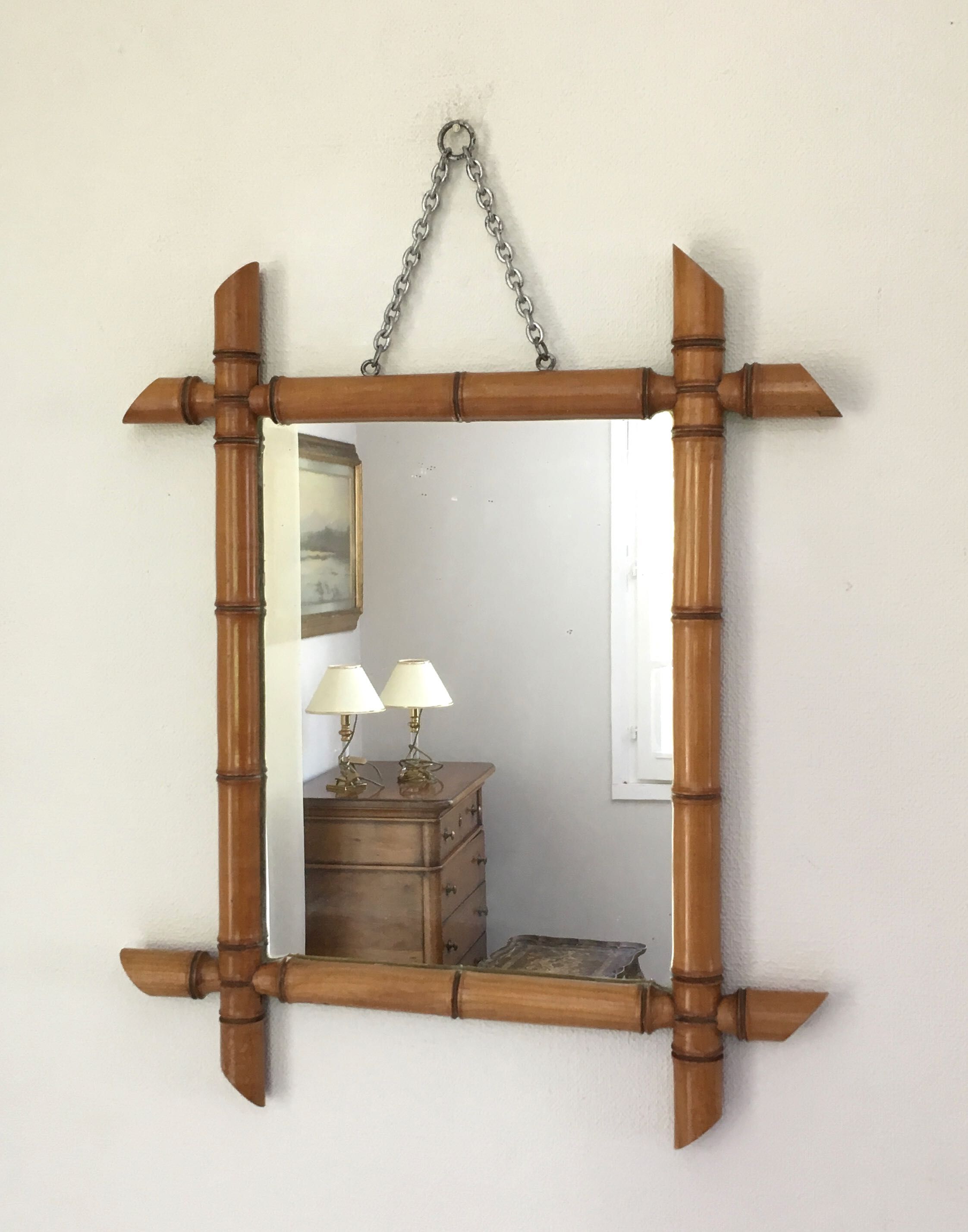 Miroir de barbier façon bambou