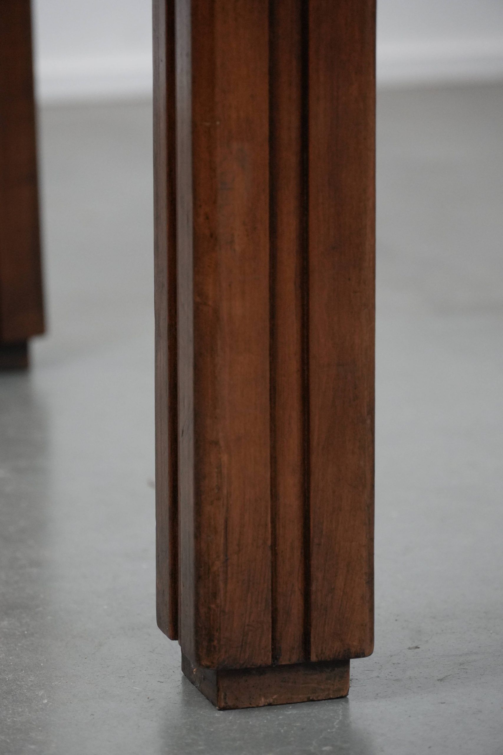 Antique French farmhouse dining table with two drawers and a pull-out board