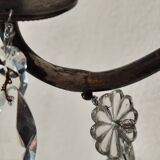 Wall light in tinned brass and crystal pendants - rococo light 2 lights