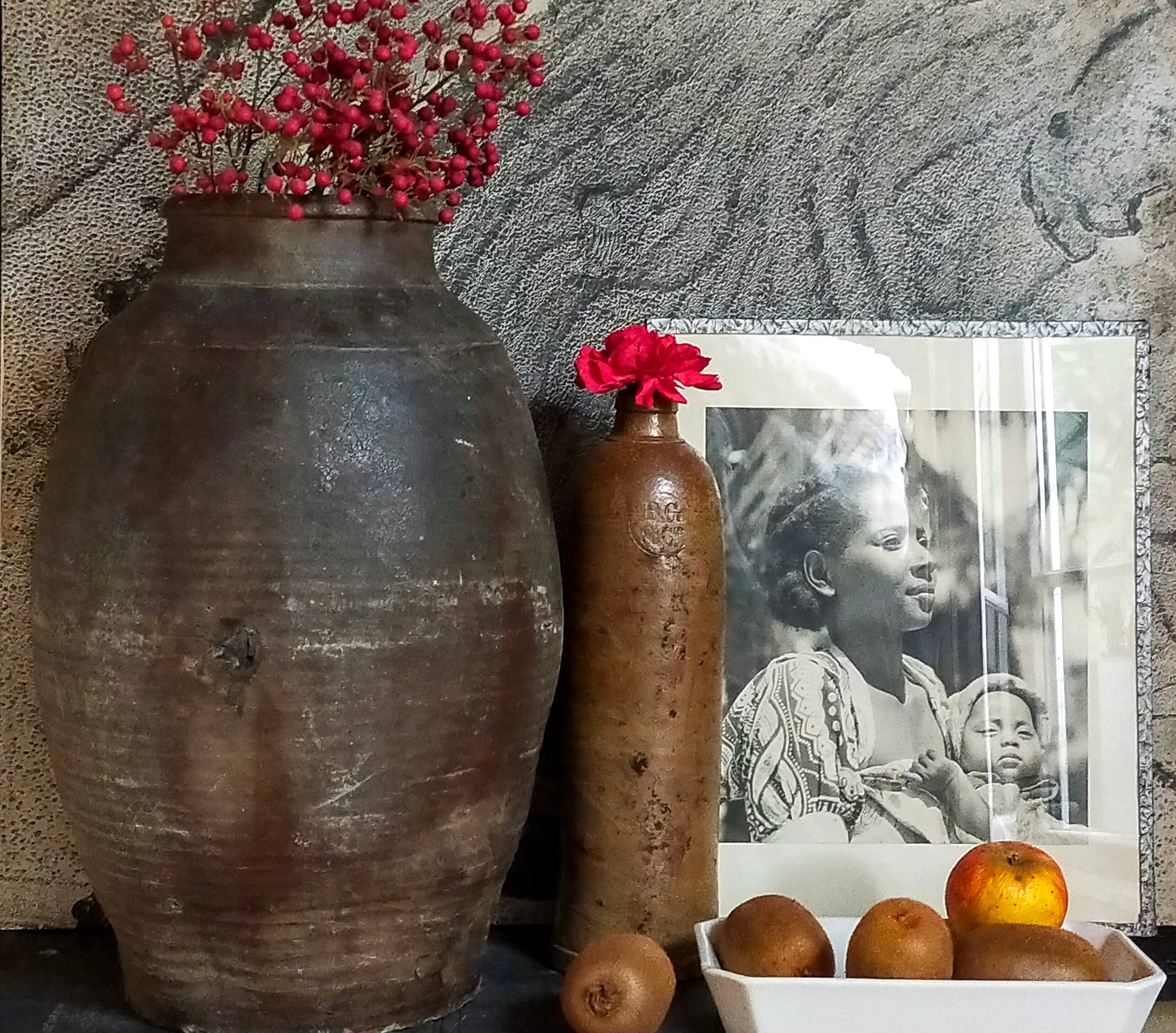 XXL traditional pottery old 19th century folk art 42 cm