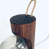 Brutalist wooden table or wall lamp attributed to Temde Leuchten, Switzerland, 1960s.