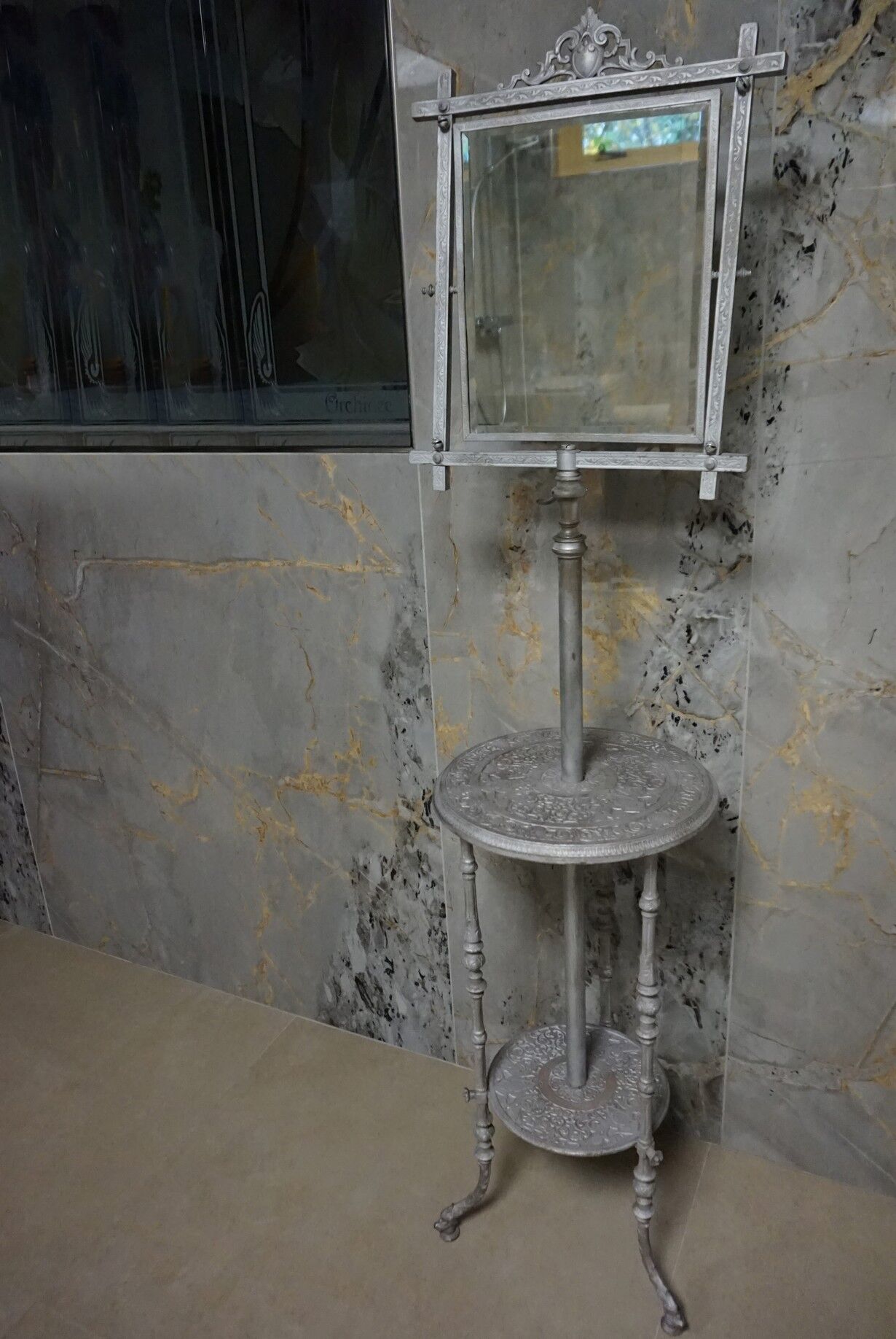 French cast iron adjustable shaving stand