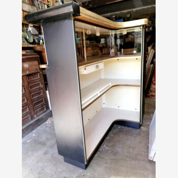 Vintage counter bar. Faux leather and wood