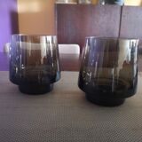 Pair of whiskey glasses/smoked thick glass cocktail - 1960s/1970s
