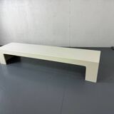 Space Age Modernist White Long Bench, Coffee Table 1970s