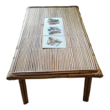 Coffee table bamboo rattan ceramic decollee 1960 70
