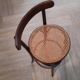 Set of 3 curved wooden bar stools with rattan seat 70s 80s