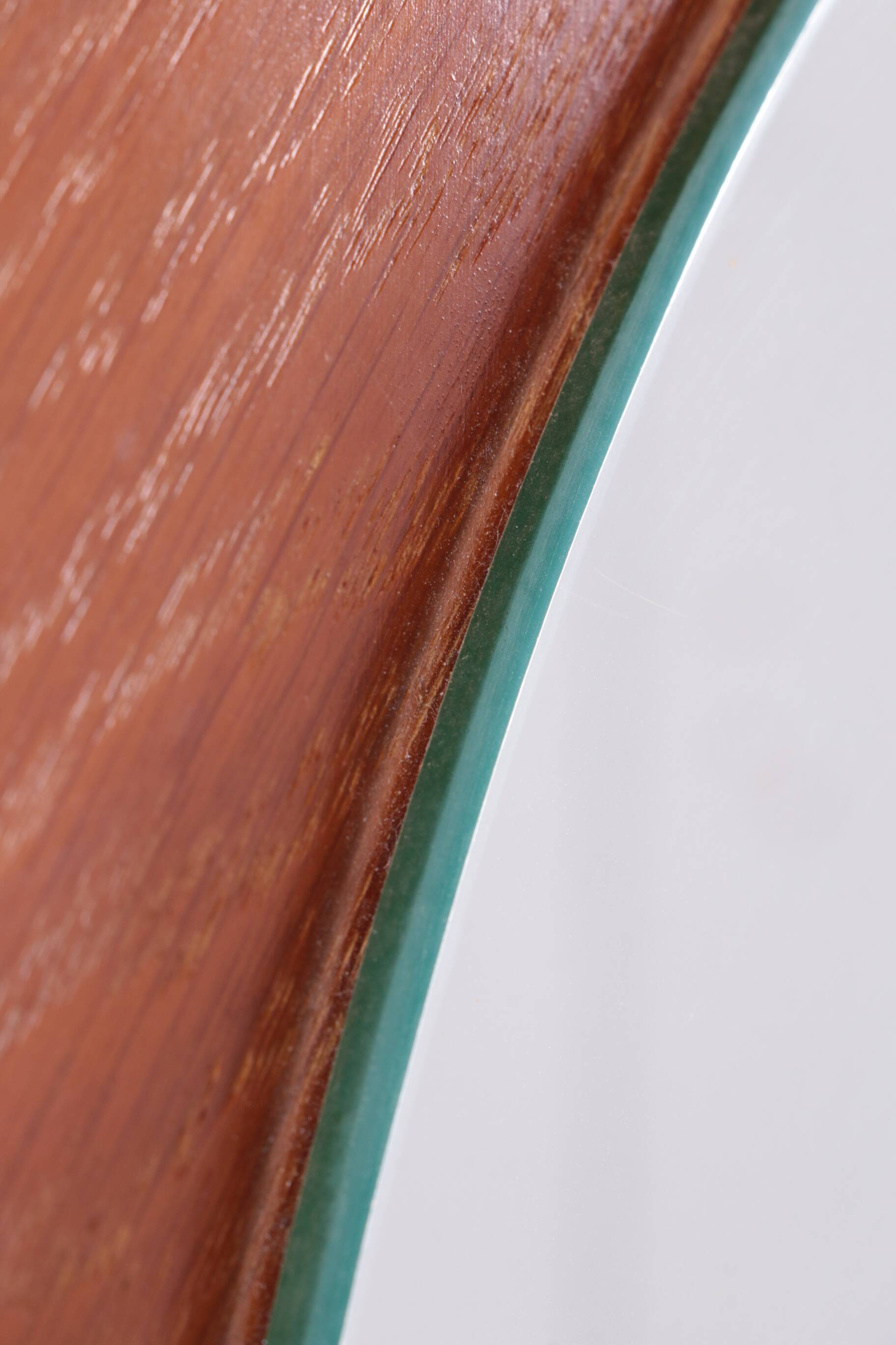 Vintage Large Round light wooden Wall Mirror, 1960s