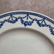 Antique English plate Crescent Ware Empire England blue garland decoration