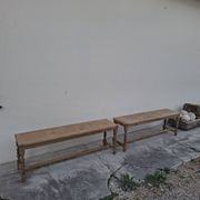 Paire de bancs de ferme rustique ancien entièrement Aérogommer