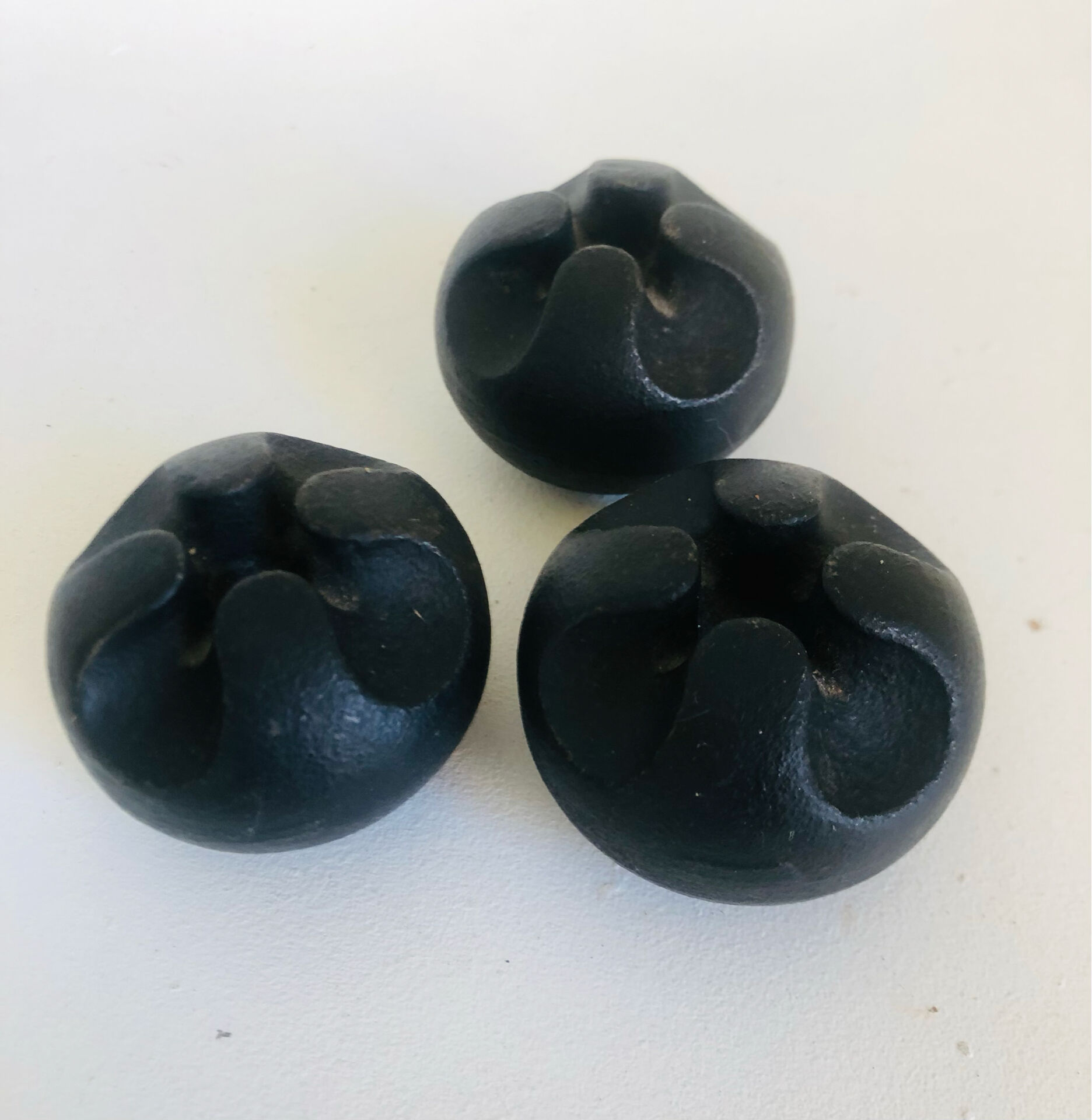 Set of 3 Danish cast iron candle holders by Christer Holmgren.
