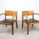 Set de 2 fauteuils Art Déco italiens en bois et similicuir noir
