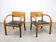 Italian Art Deco Lounge Chairs in Wood & Black Leatherette, set of 2