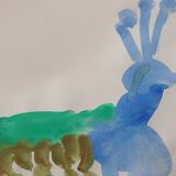 Two peacocks on pa