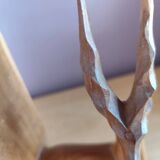 Paire de serre-livres cerfs vintage en chêne massif