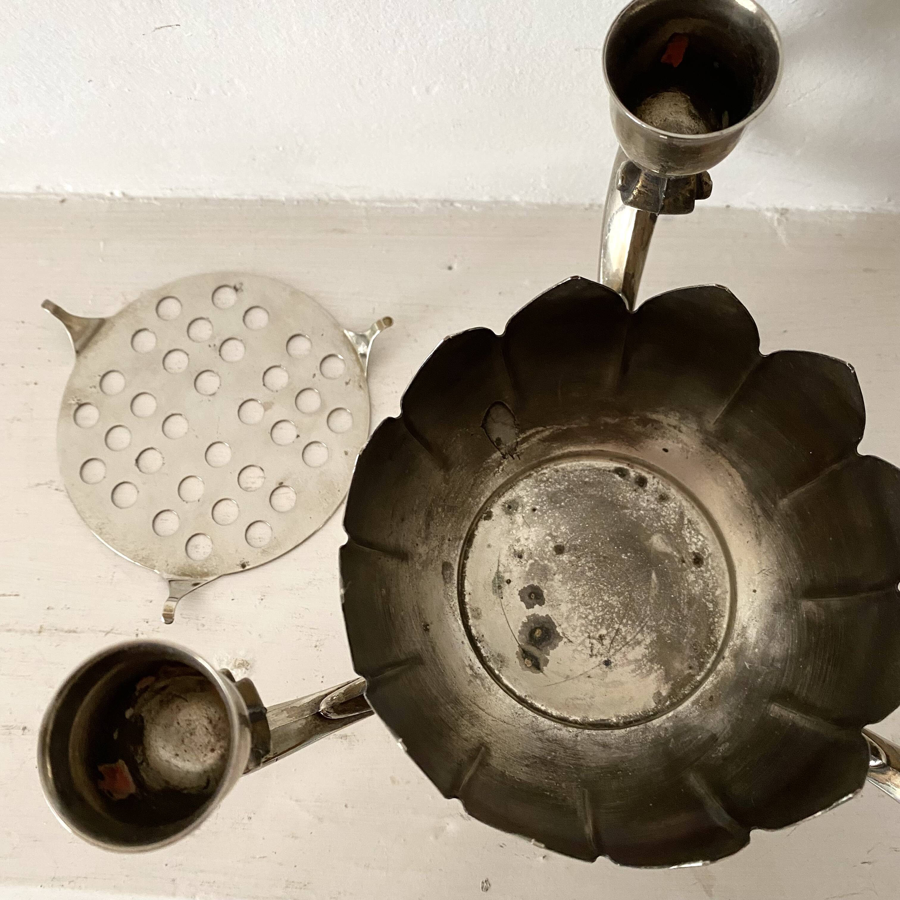 3-light candle holder and flower pick, 80s