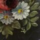 Basket in painted sheet metal Napoleon III signed black background and flowers