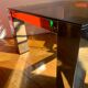 Chromed metal and smoked glass coffee table, 1980s.