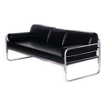 Bauhaus Sofa in Chrome and Leather by Hynek Gottwald, Czech, 1930s