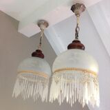 Pair of art deco style frosted glass globes