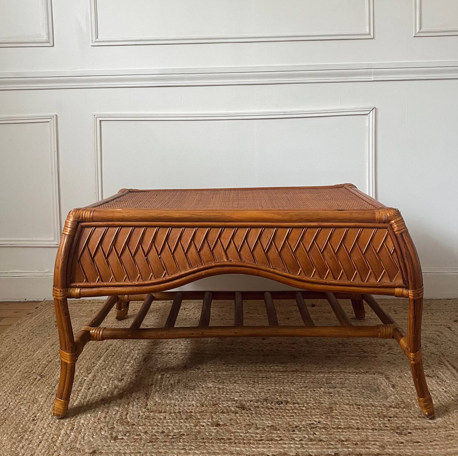 Bamboo and rattan coffee table