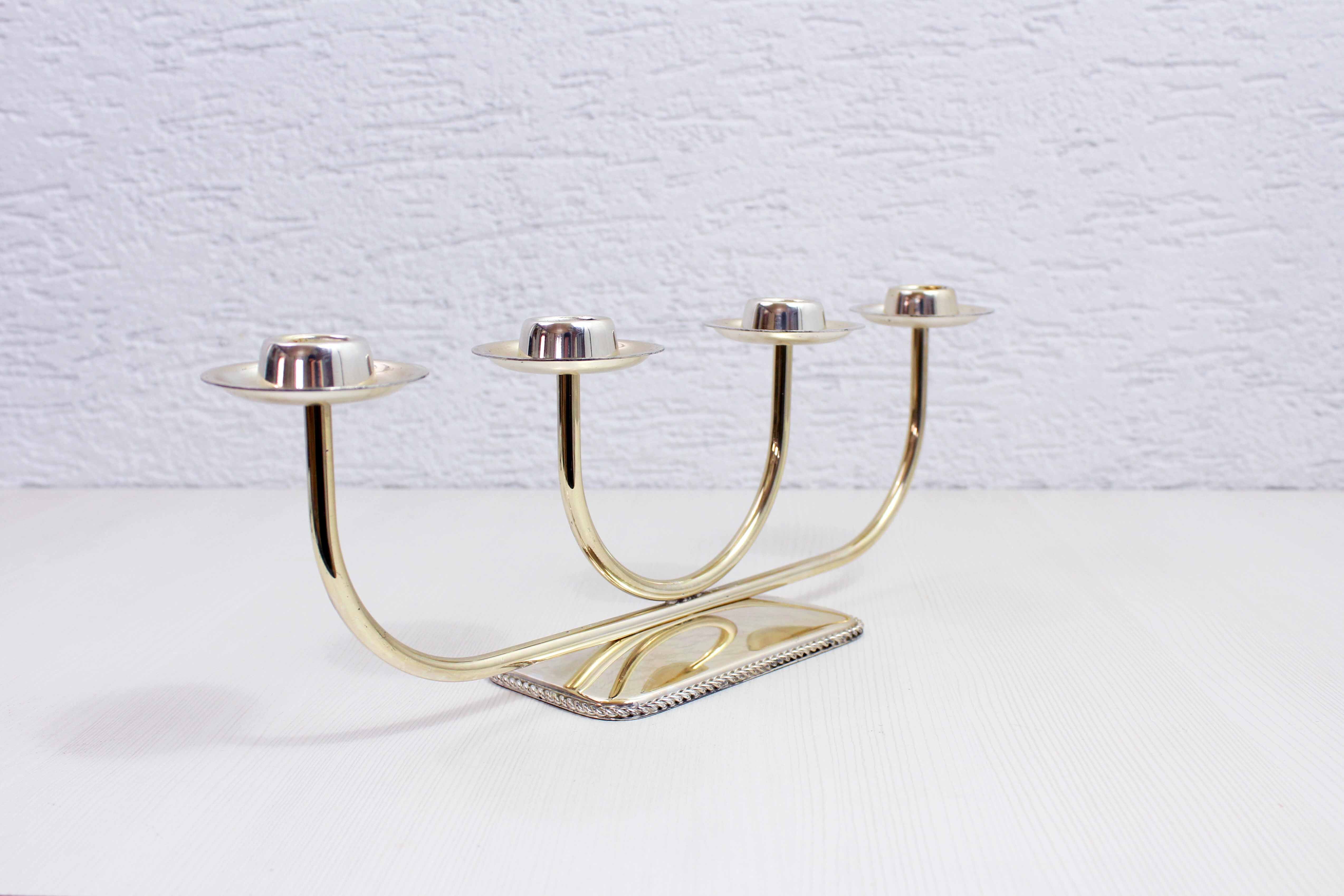 Silver metal candle holder
