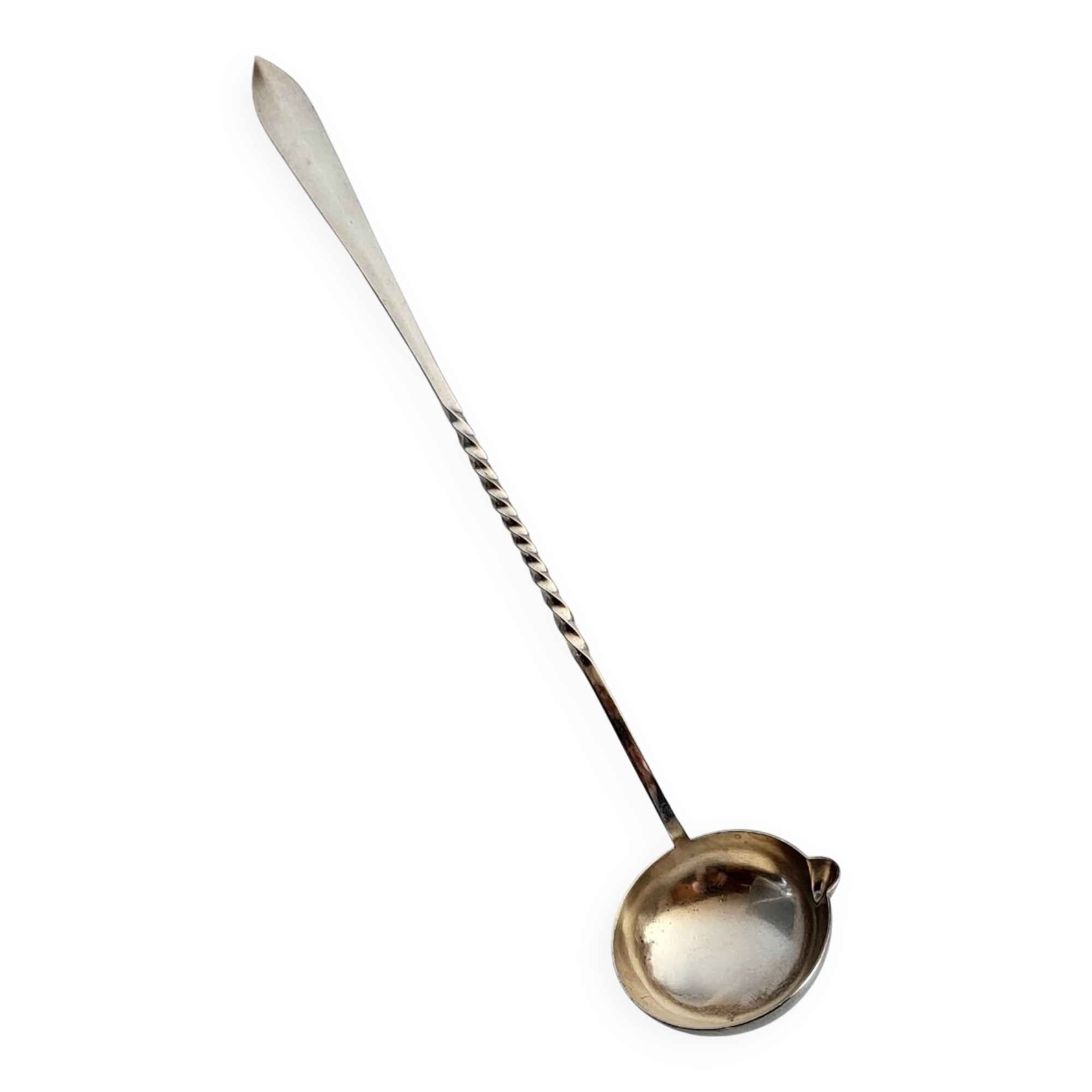 Punch ladle, cocktail, in silver-plated cherry metal.