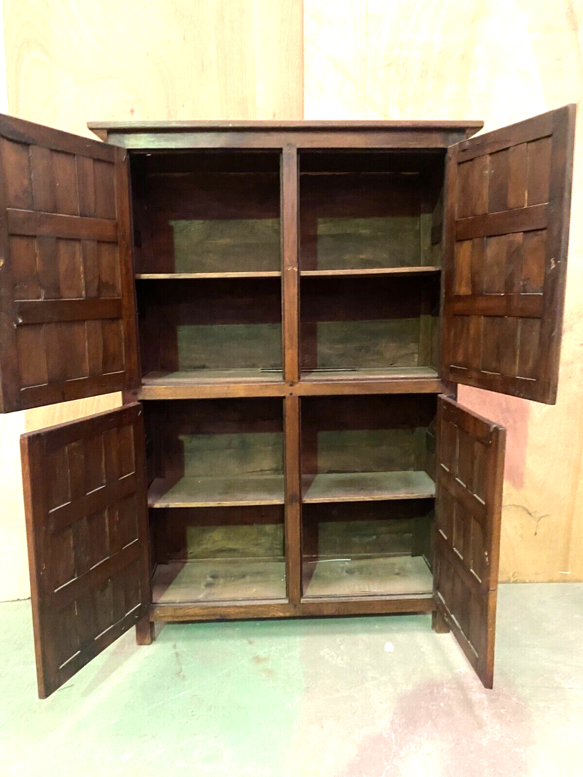 Monastery sideboard with four shutters in solid oak 20th century