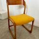 Set of 7 Baumann sled chairs in wood and mustard yellow fabric, 1960s