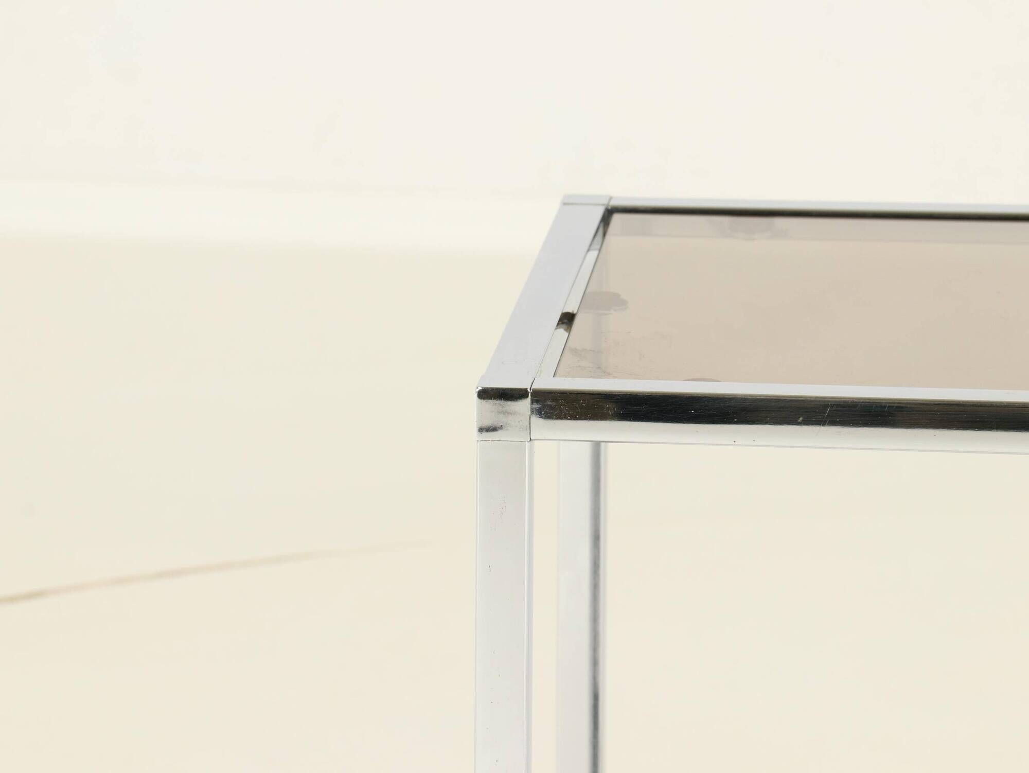 Coffee or Side Table in Chroom & Smoked Glass by Belgo Chrom, Belgium,1970s