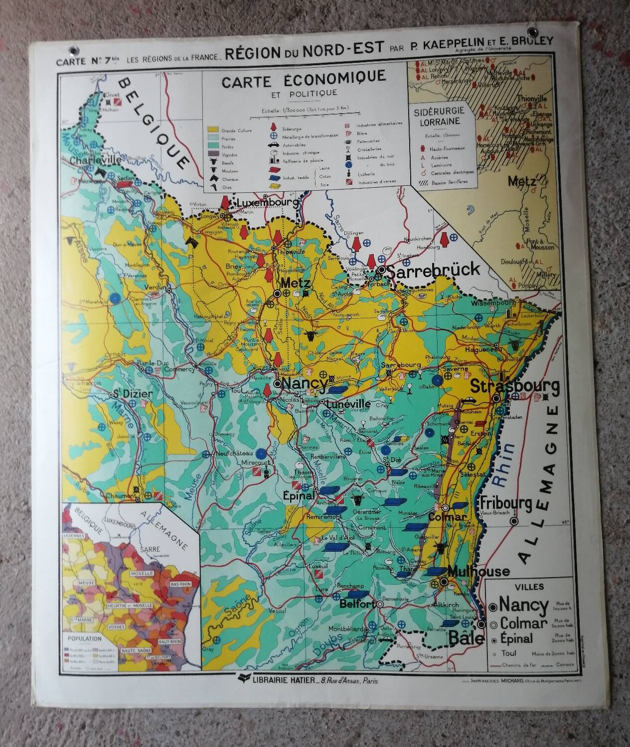 Old school map: France, North-East, Hatier Kaeppelin.