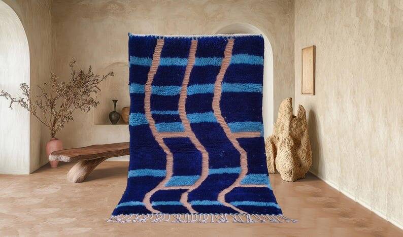 Handmade pure Moroccan wool rug size 200 x 300 cm