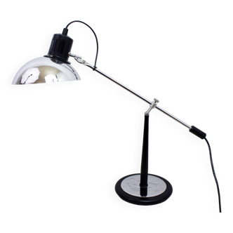 Articulated desk lamp in black metal and chrome 1970