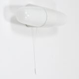 White double wall lamp Bauhaus Wilhelm Wagenfeld, Linder Germany, 1950s