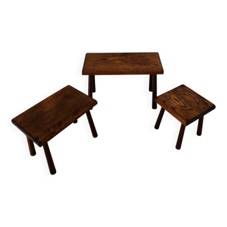 Nesting tables oak brutalist