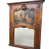 Antique Napoléon III trumeau in carved wood with painted decoration – 19th century