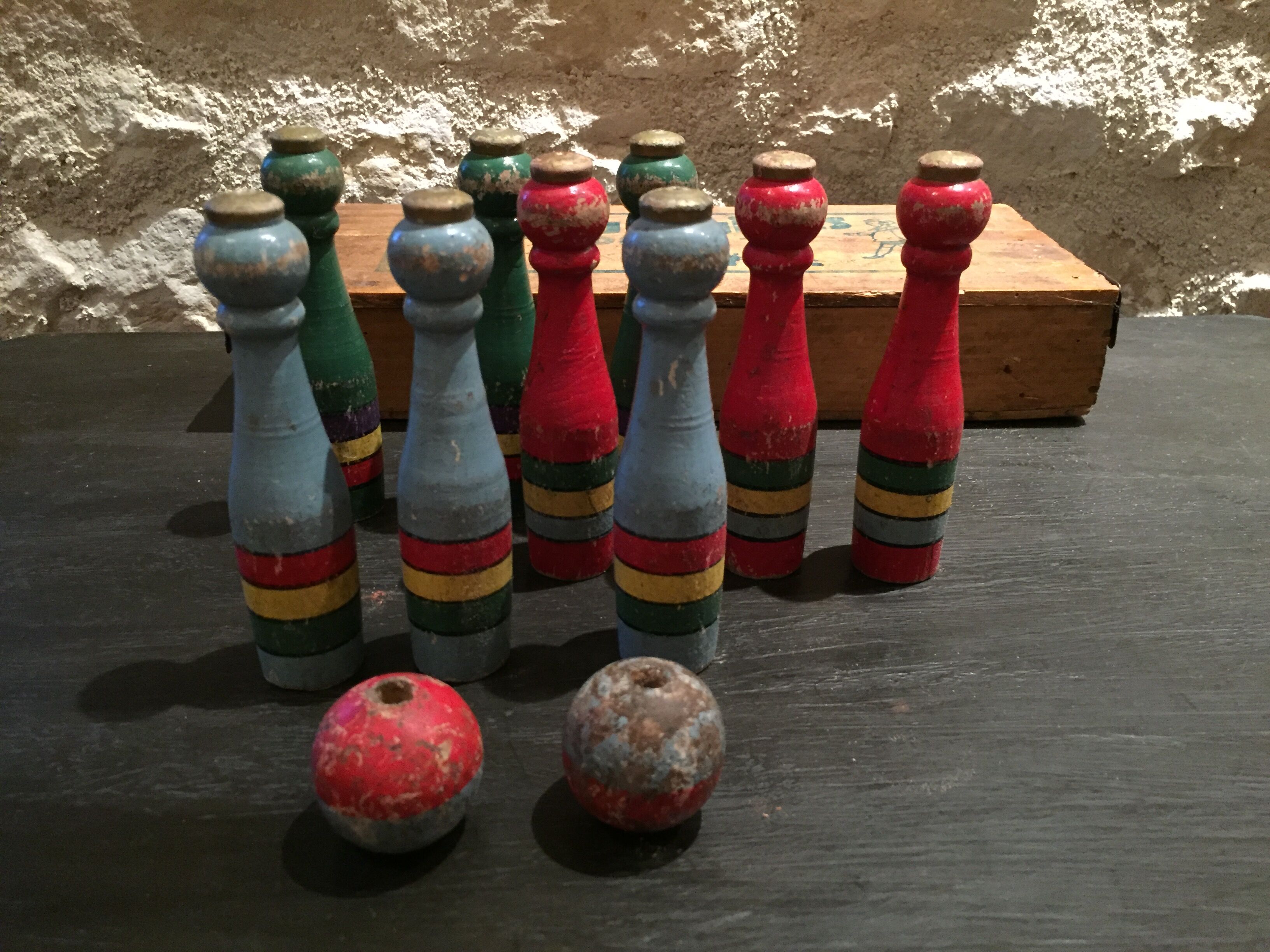Vintage wooden bowling game