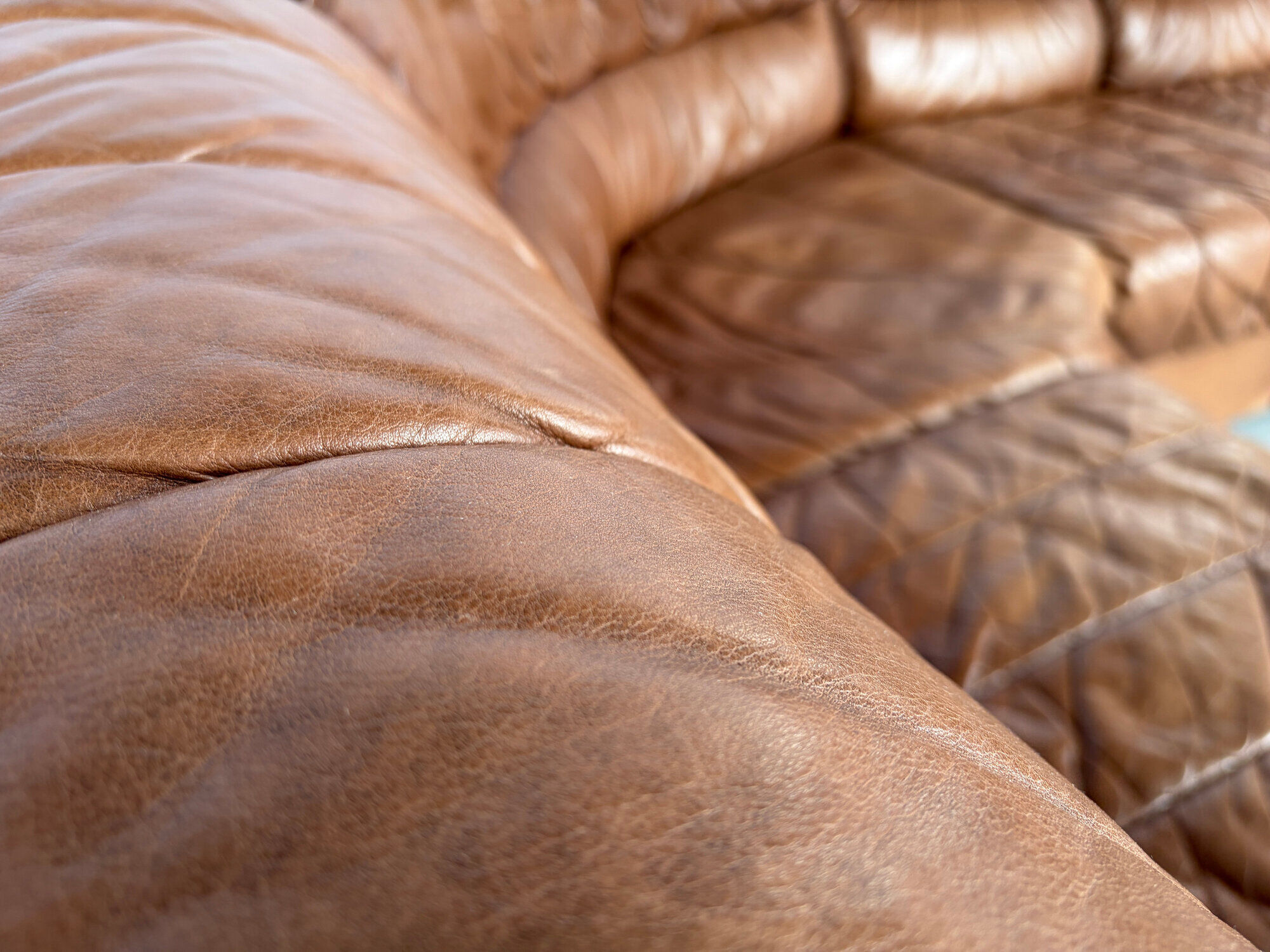 Vintage brown leather modular sofa by, 1970s